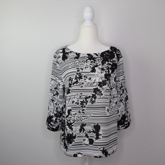 Laundry Boat Neck Half Sleeve Floral Top Size 4 S - Picture 7 of 8